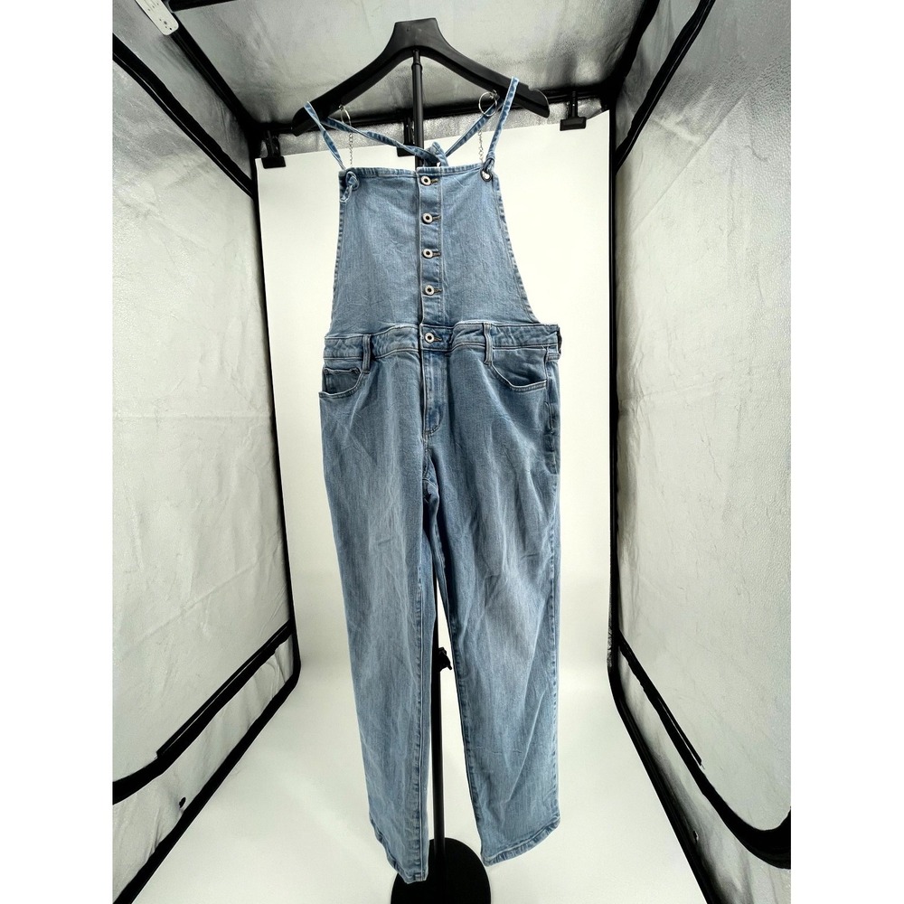 Arizona Jean Co. Bib Overalls Womens XL Blue Denim Cotton Light Wash Mid Rise
